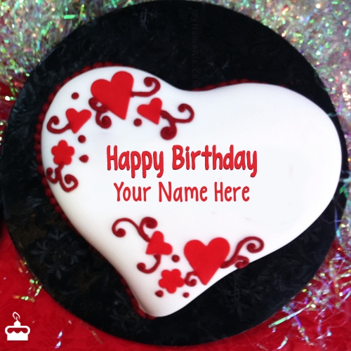 Heart Shaped Birthday Cake With Name