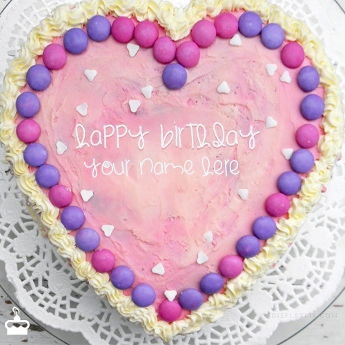 Pink Heart Cake With Name