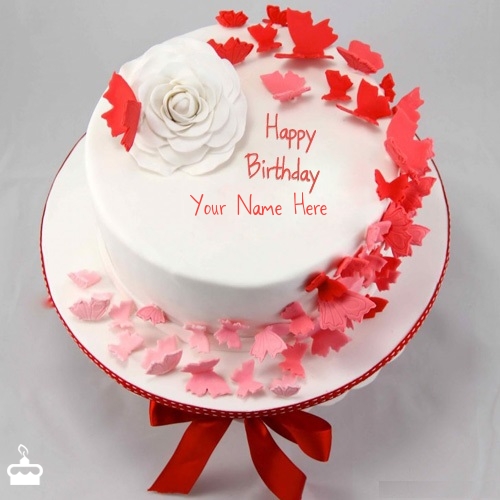 Happy Birthday Jyoti - Butterflies Birthday Cake With Name