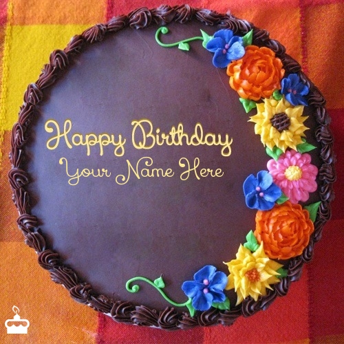 Awesome Flower Birthday Cake With Name
