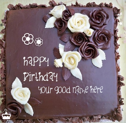 Roses Chocolate Birthday Cake With Name