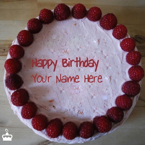 Strawberry Border Birthday Cake With Name